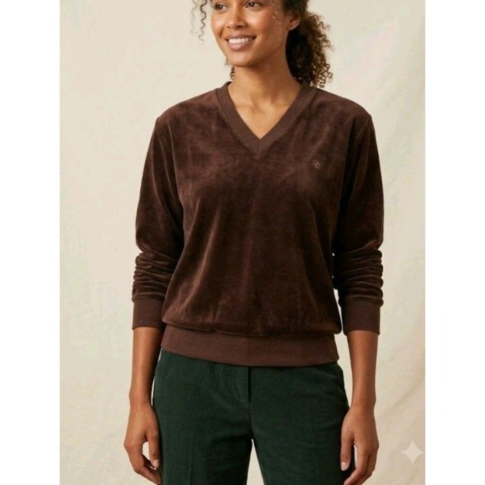 Christian Dior Monsieur V Neck Velour Brown Pullover Size M